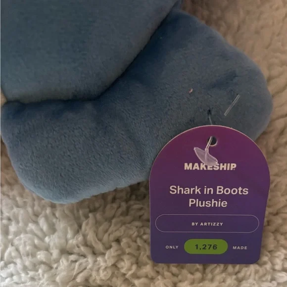 NEW WITH BAG Makeship Shark in Boots Plushie Artizzy Limited Edition Plush NWT - Picture 5 of 8